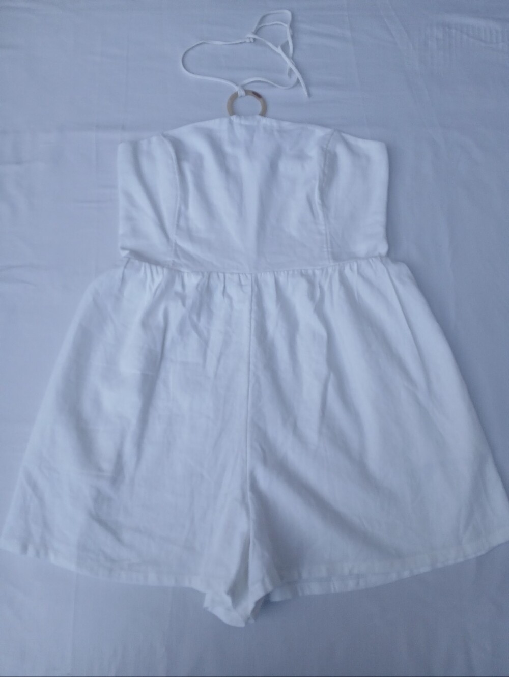 Old Navy Linen-Blend O-Ring Halter Romper - White - Size L